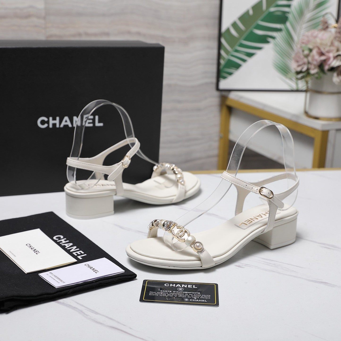 Chanel 2026 Sandals 25mm White Cowhide 758394