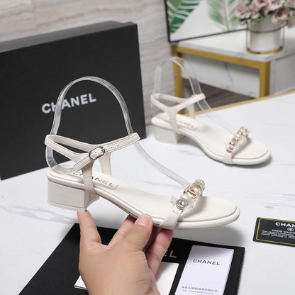 Chanel 2026 Sandals 25mm White Cowhide 758394
