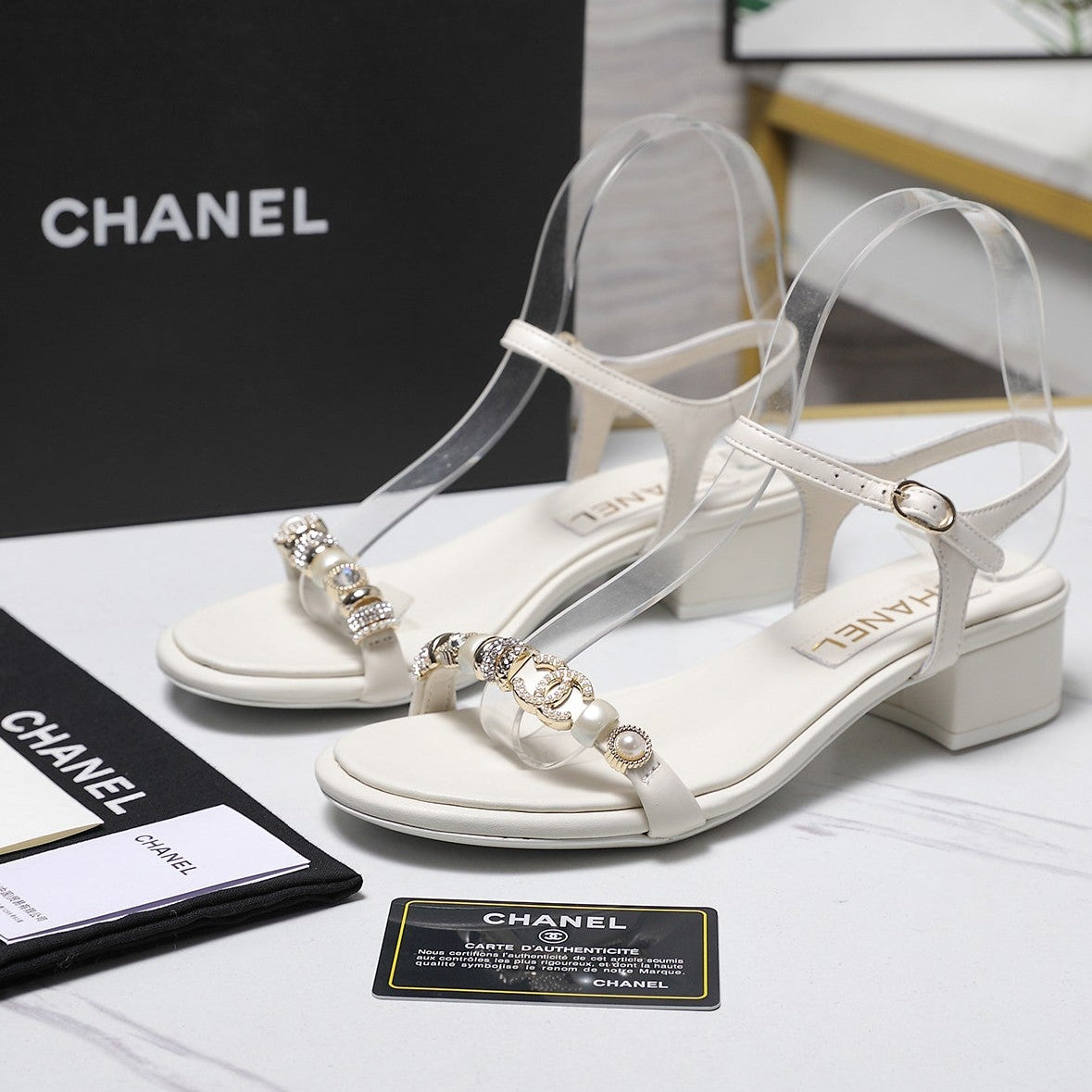 Chanel 2026 Sandals 25mm White Cowhide 758394