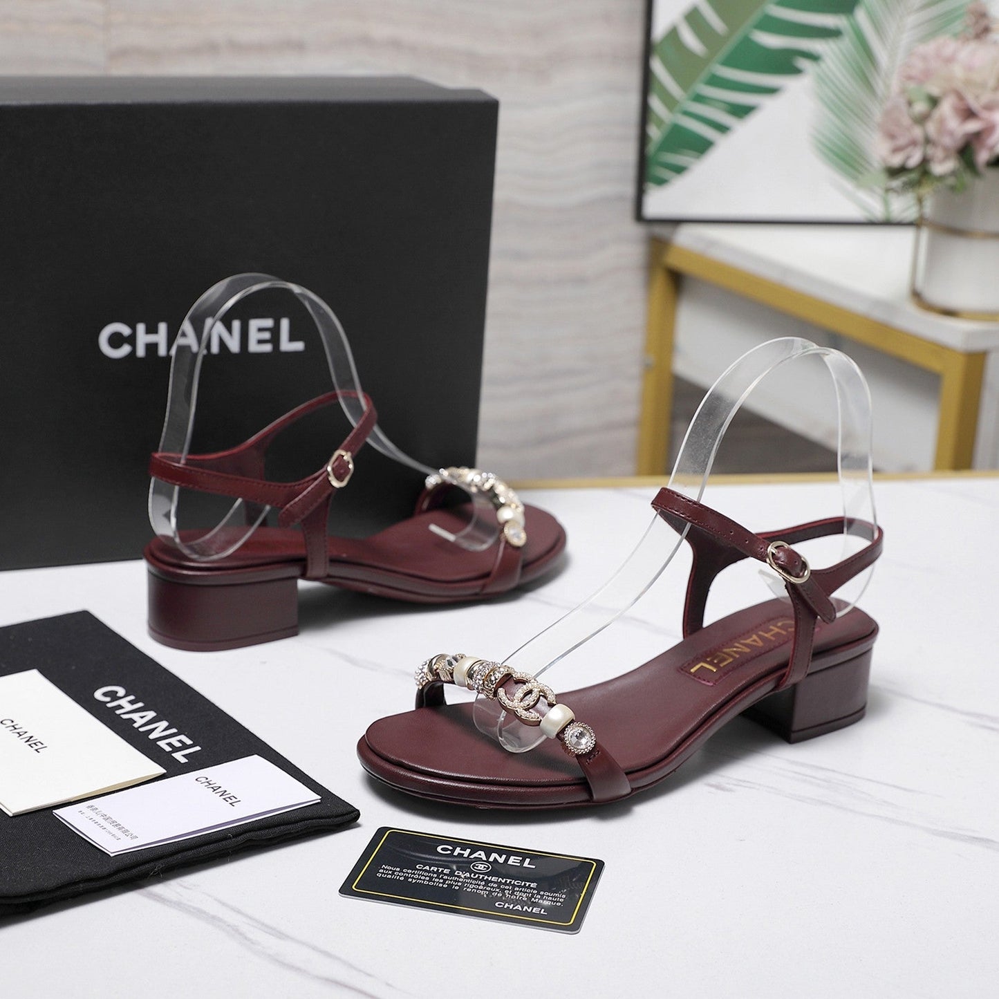 Chanel 2026 Sandals 25mm Red Cowhide 758396