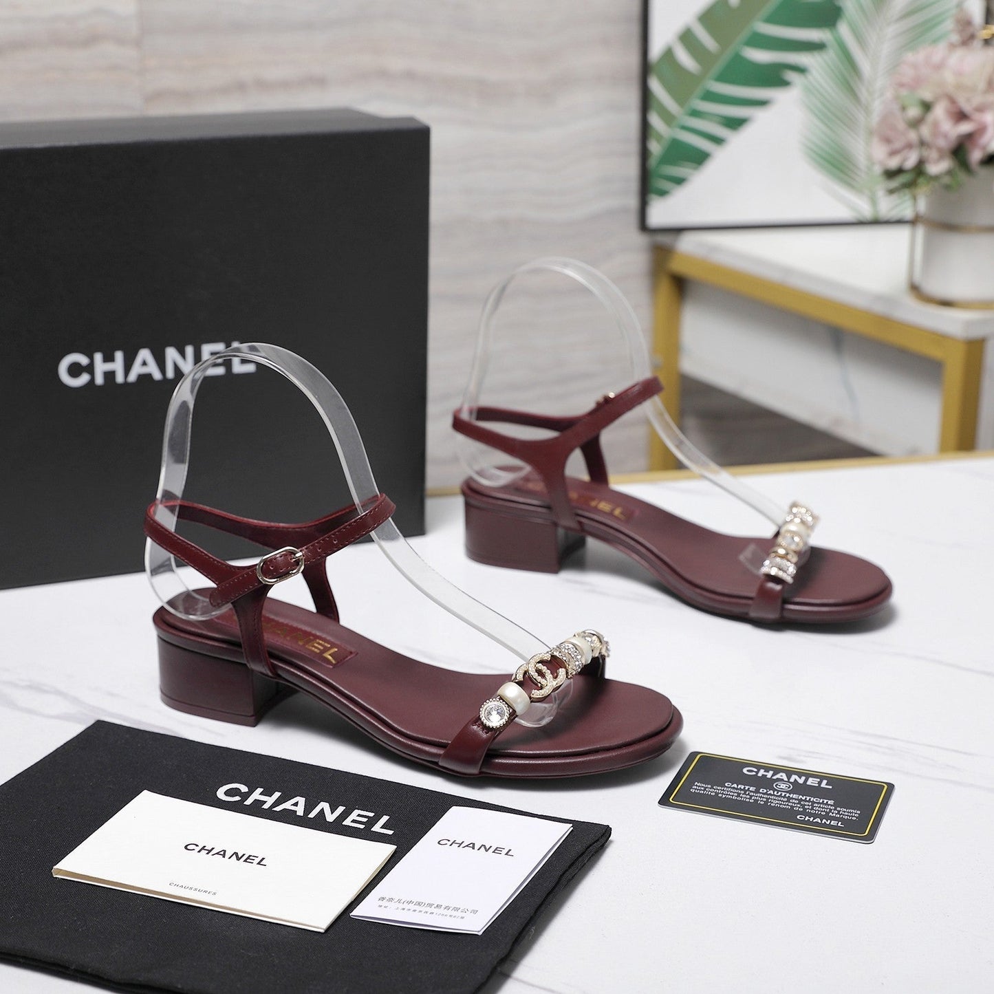 Chanel 2026 Sandals 25mm Red Cowhide 758396