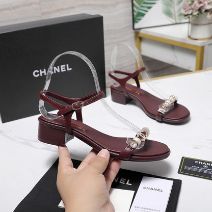 Chanel 2026 Sandals 25mm Red Cowhide 758396