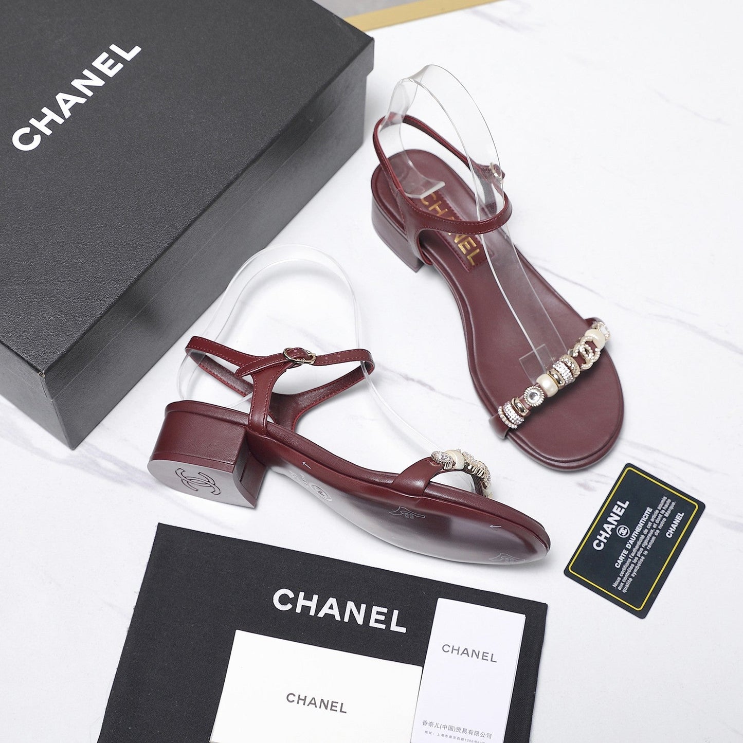 Chanel 2026 Sandals 25mm Red Cowhide 758396