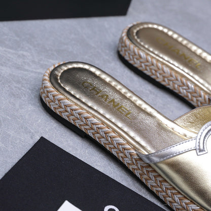 Chanel 2026 Slippers Gold Sheepskin 758399