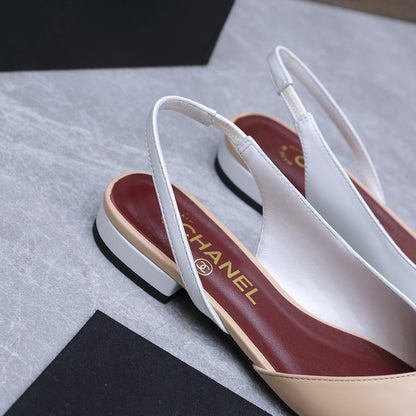 Chanel 2026 Slingback Beige White Suede Leather 758403