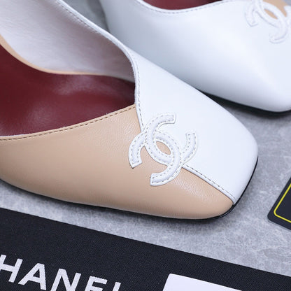 Chanel 2026 High-Heeled Slingback 85mm Beige White Suede Leather 758407
