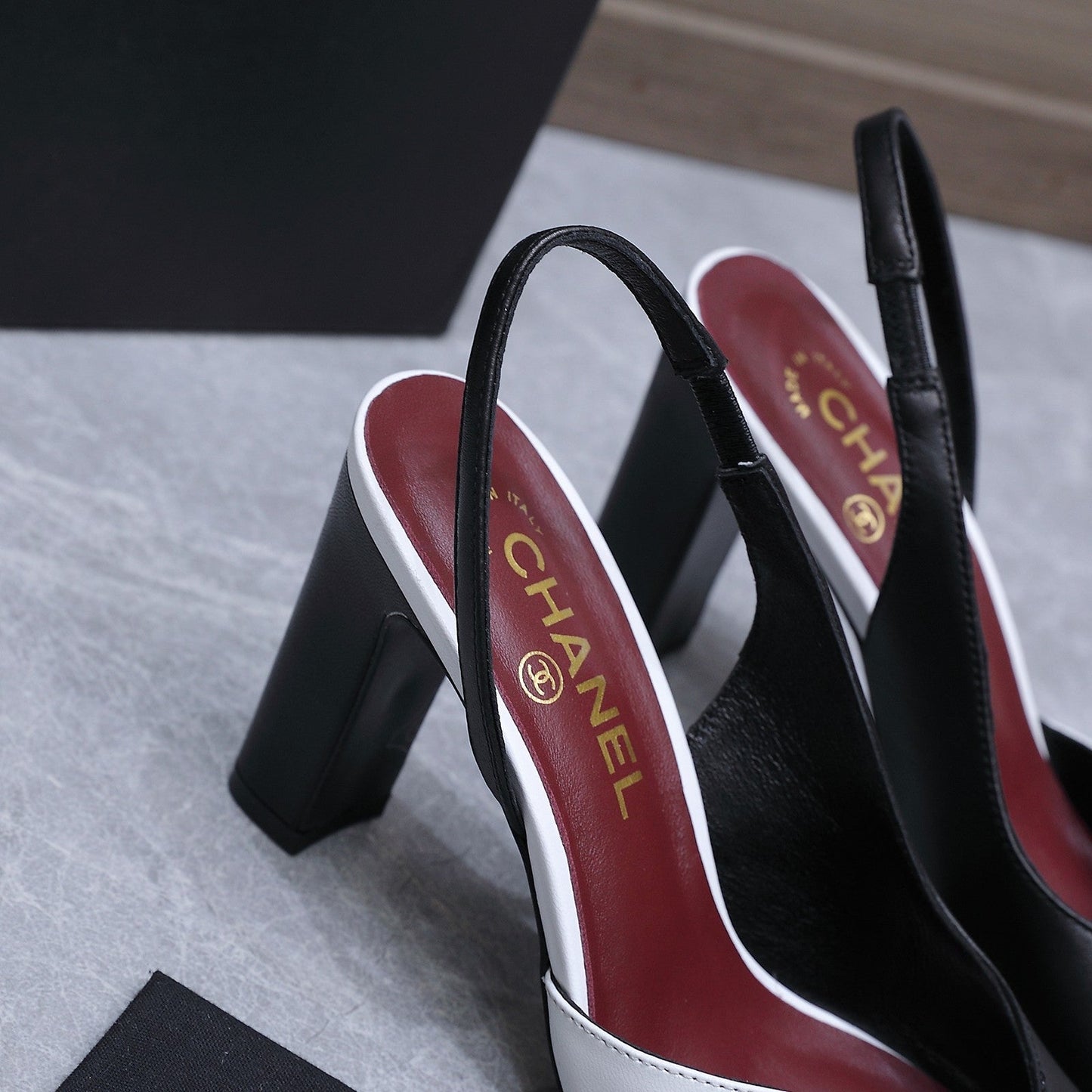 Chanel 2026 High-Heeled Slingback 60mm Black White Suede Leather 758408