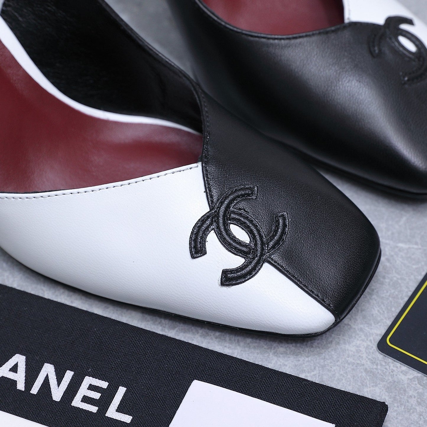 Chanel 2026 High-Heeled Slingback 60mm Black White Suede Leather 758408