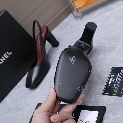 Chanel 2026 High-Heeled Slingback 85mm Black Suede Leather 758410