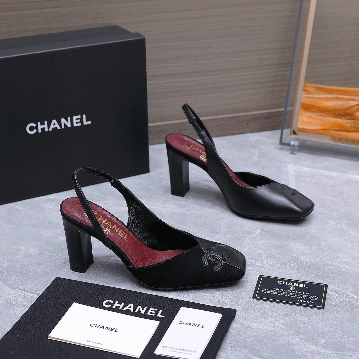 Chanel 2026 High-Heeled Slingback 60mm Black Suede Leather 758410