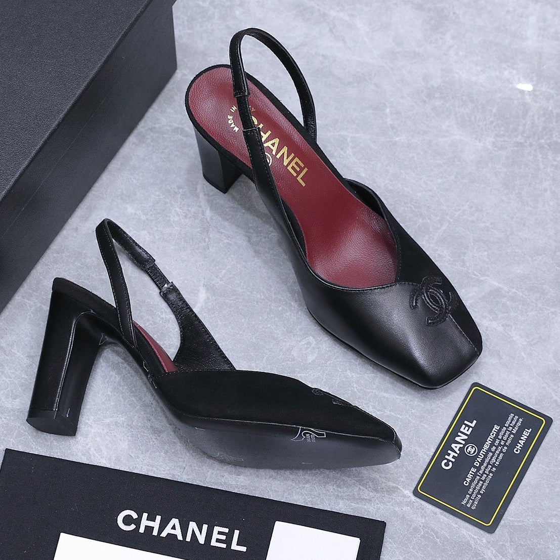Chanel 2026 High-Heeled Slingback 60mm Black Suede Leather 758410