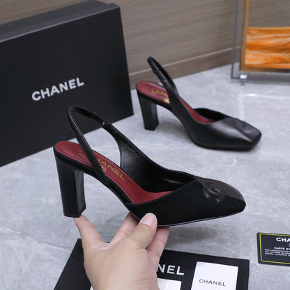 Chanel 2026 High-Heeled Slingback 85mm Black Suede Leather 758410
