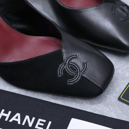 Chanel 2026 High-Heeled Slingback 85mm Black Suede Leather 758410