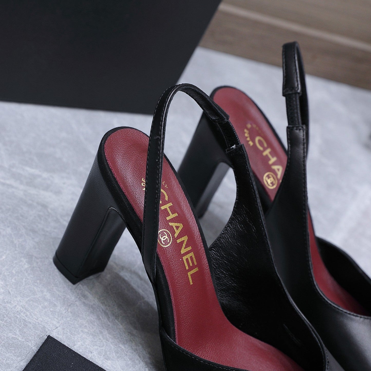 Chanel 2026 High-Heeled Slingback 85mm Black Suede Leather 758410