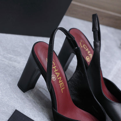 Chanel 2026 High-Heeled Slingback 85mm Black Suede Leather 758410
