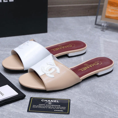 Chanel 2026 Sandals Beige White Suede Leather 758411