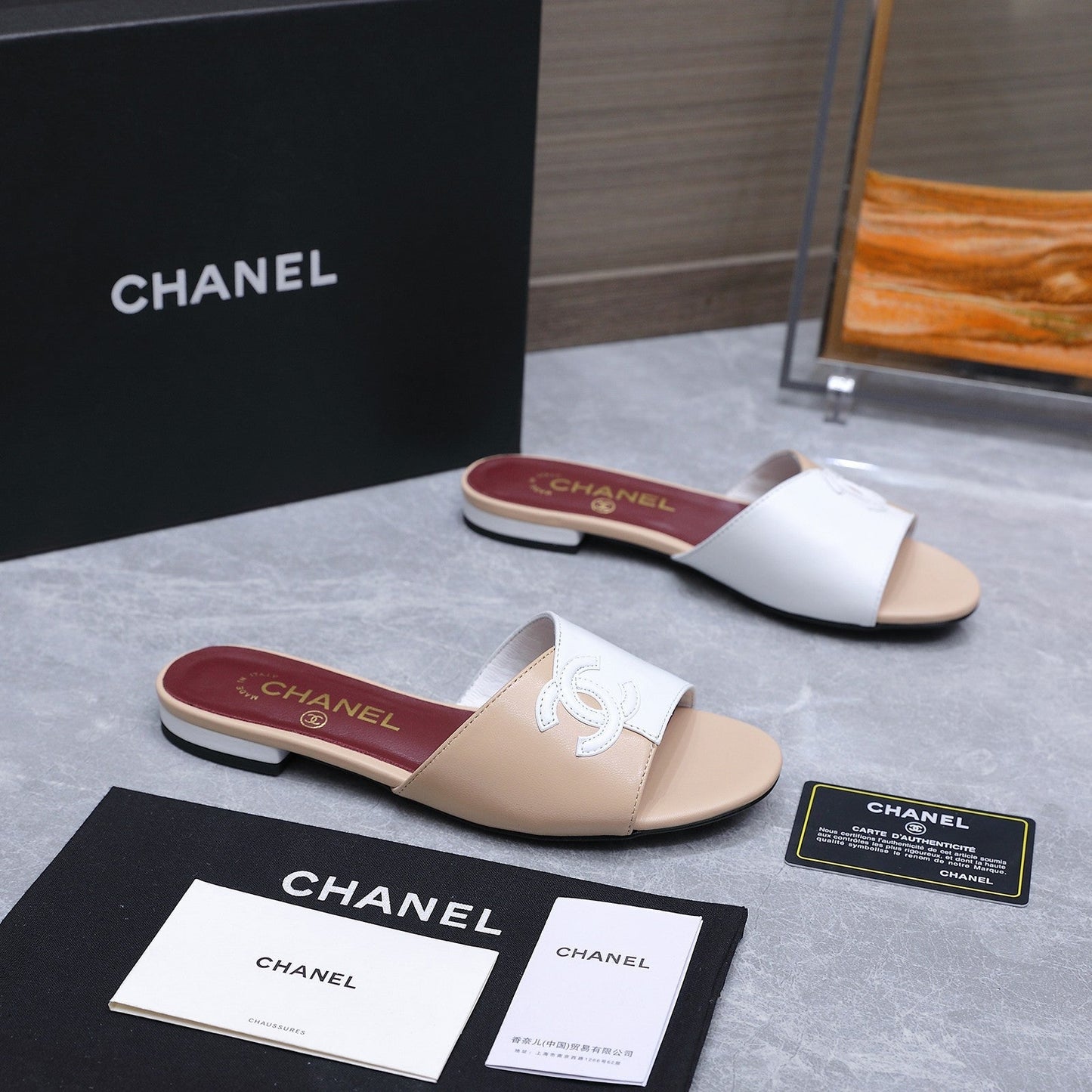 Chanel 2026 Sandals Beige White Suede Leather 758411