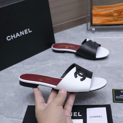 Chanel 2026 Sandals Black White Suede Leather 758412