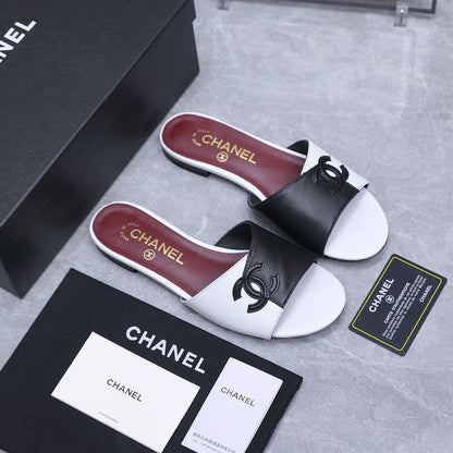 Chanel 2026 Sandals Black White Suede Leather 758412