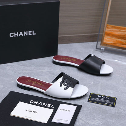 Chanel 2026 Sandals Black White Suede Leather 758412