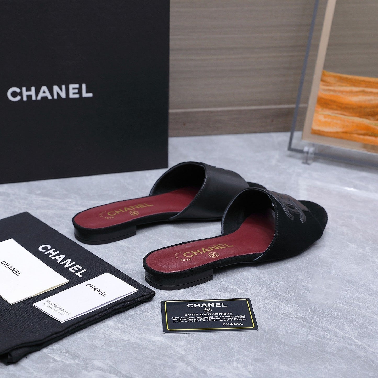 Chanel 2026 Sandals Black Suede Leather 758414