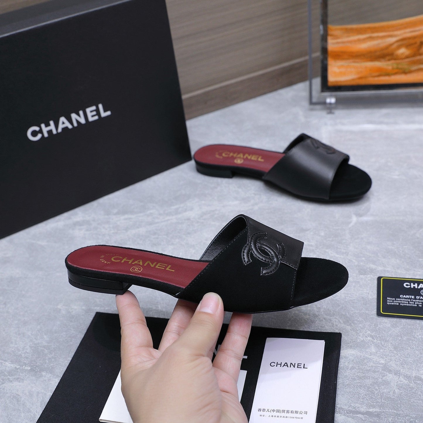 Chanel 2026 Sandals Black Suede Leather 758414
