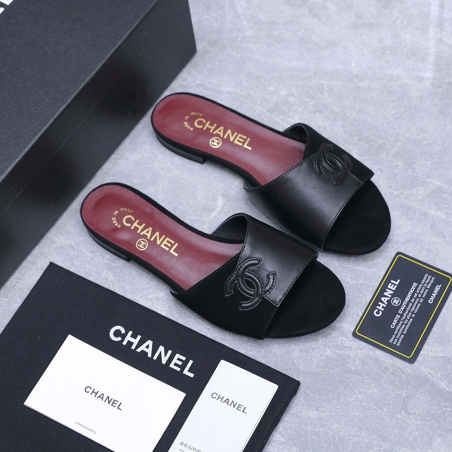 Chanel 2026 Sandals Black Suede Leather 758414