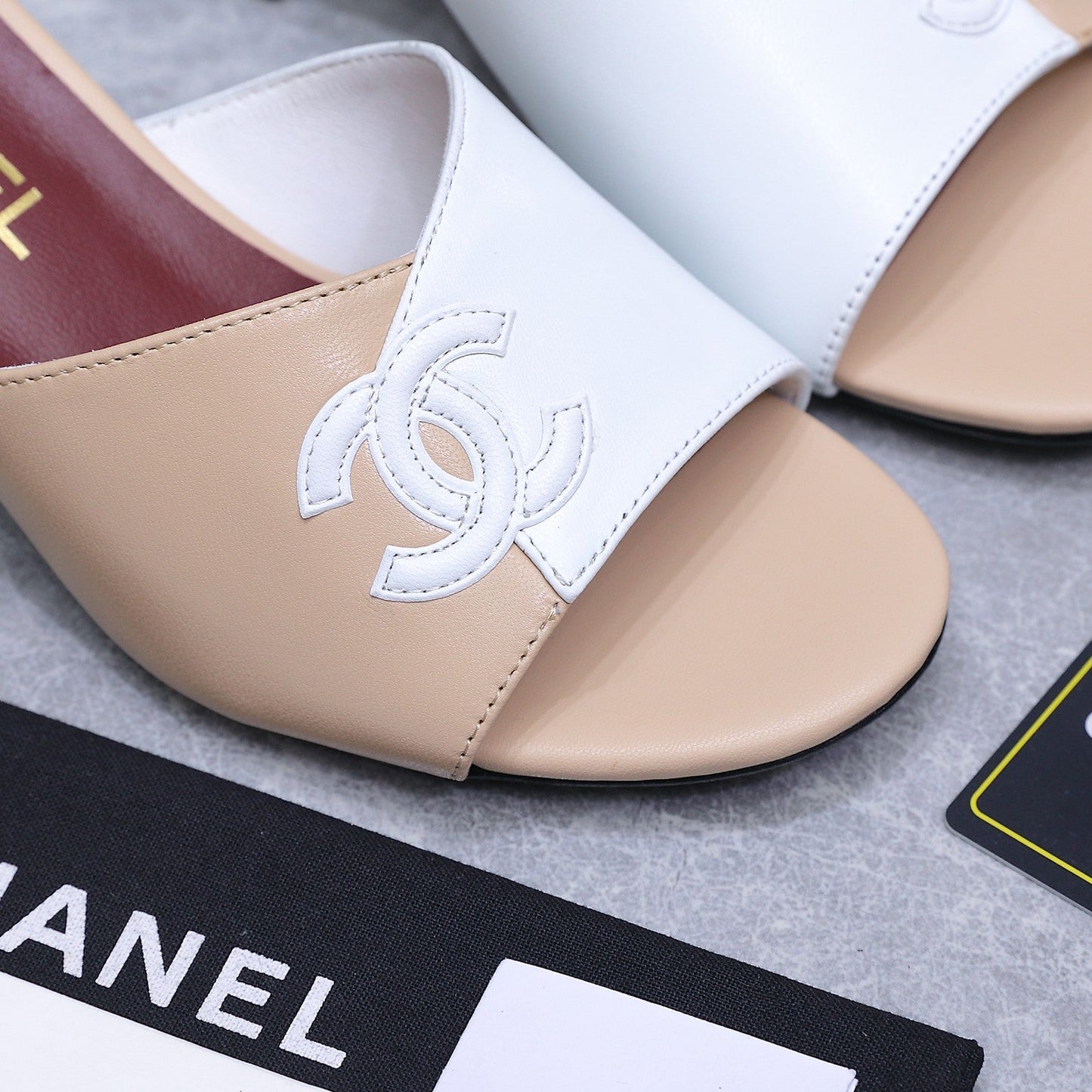 Chanel 2026 High-Heeled Sandals Beige White Suede Leather 758415