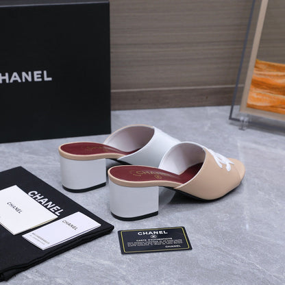 Chanel 2026 High-Heeled Sandals Beige White Suede Leather 758415