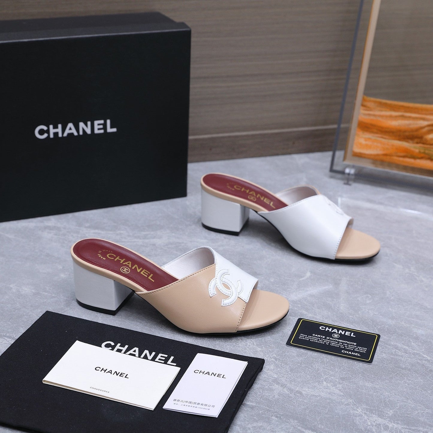 Chanel 2026 High-Heeled Sandals Beige White Suede Leather 758415