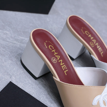 Chanel 2026 High-Heeled Sandals Beige White Suede Leather 758415