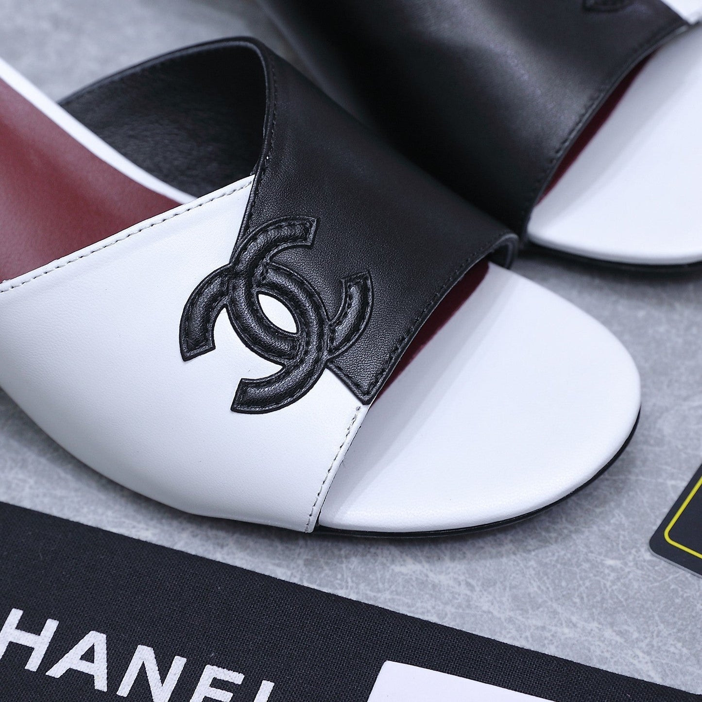 Chanel 2026 High-Heeled Sandals Black White Suede Leather 758416