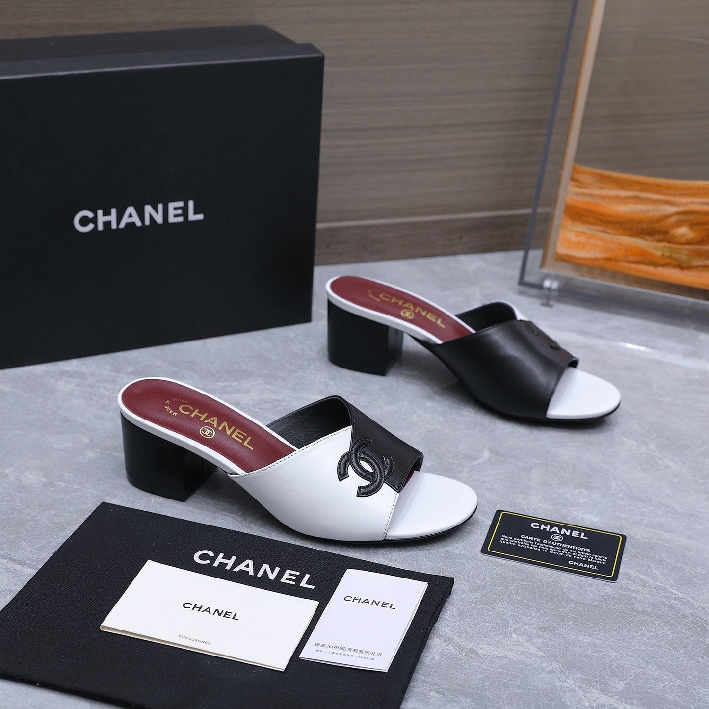 Chanel 2026 High-Heeled Sandals Black White Suede Leather 758416