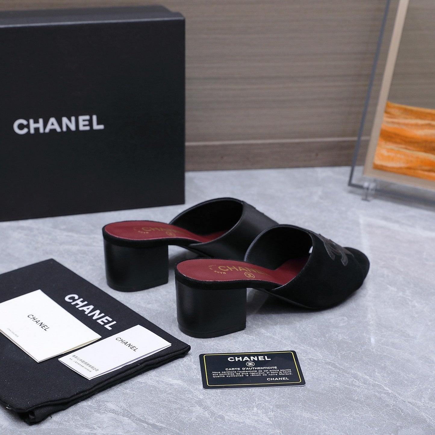 Chanel 2026 High-Heeled Sandals Black Suede Leather 758418