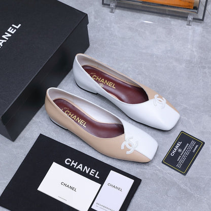 Chanel 2026 Ballet Flats Beige White Suede Sheepskin 758419