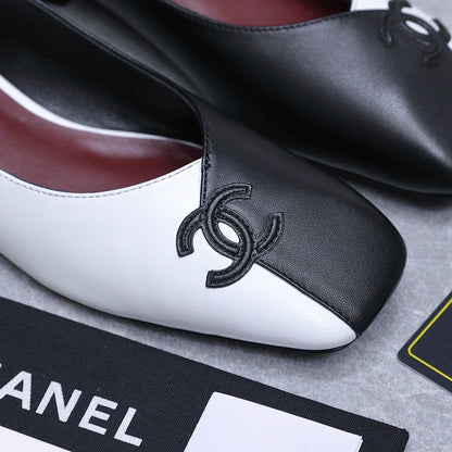 Chanel 2026 Ballet Flats Black White Suede Sheepskin 758420