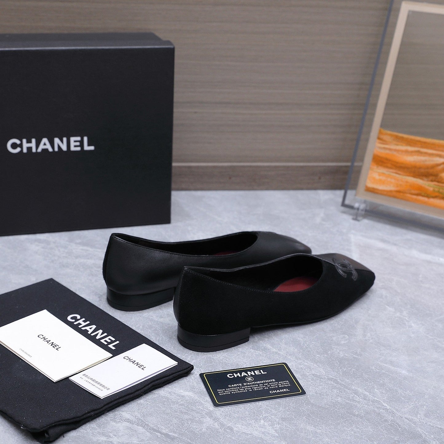 Chanel 2026 Ballet Flats Black Suede Sheepskin 758422