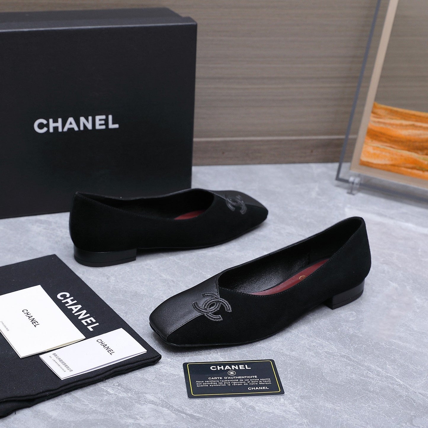 Chanel 2026 Ballet Flats Black Suede Sheepskin 758422