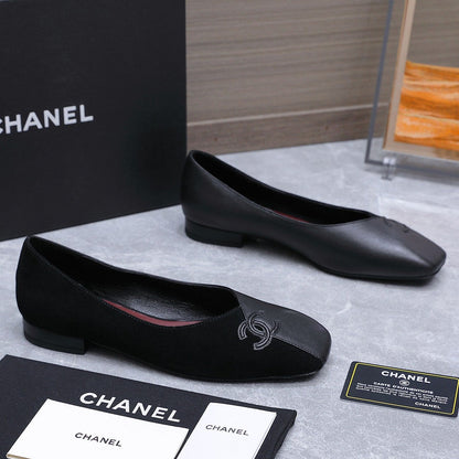 Chanel 2026 Ballet Flats Black Suede Sheepskin 758422