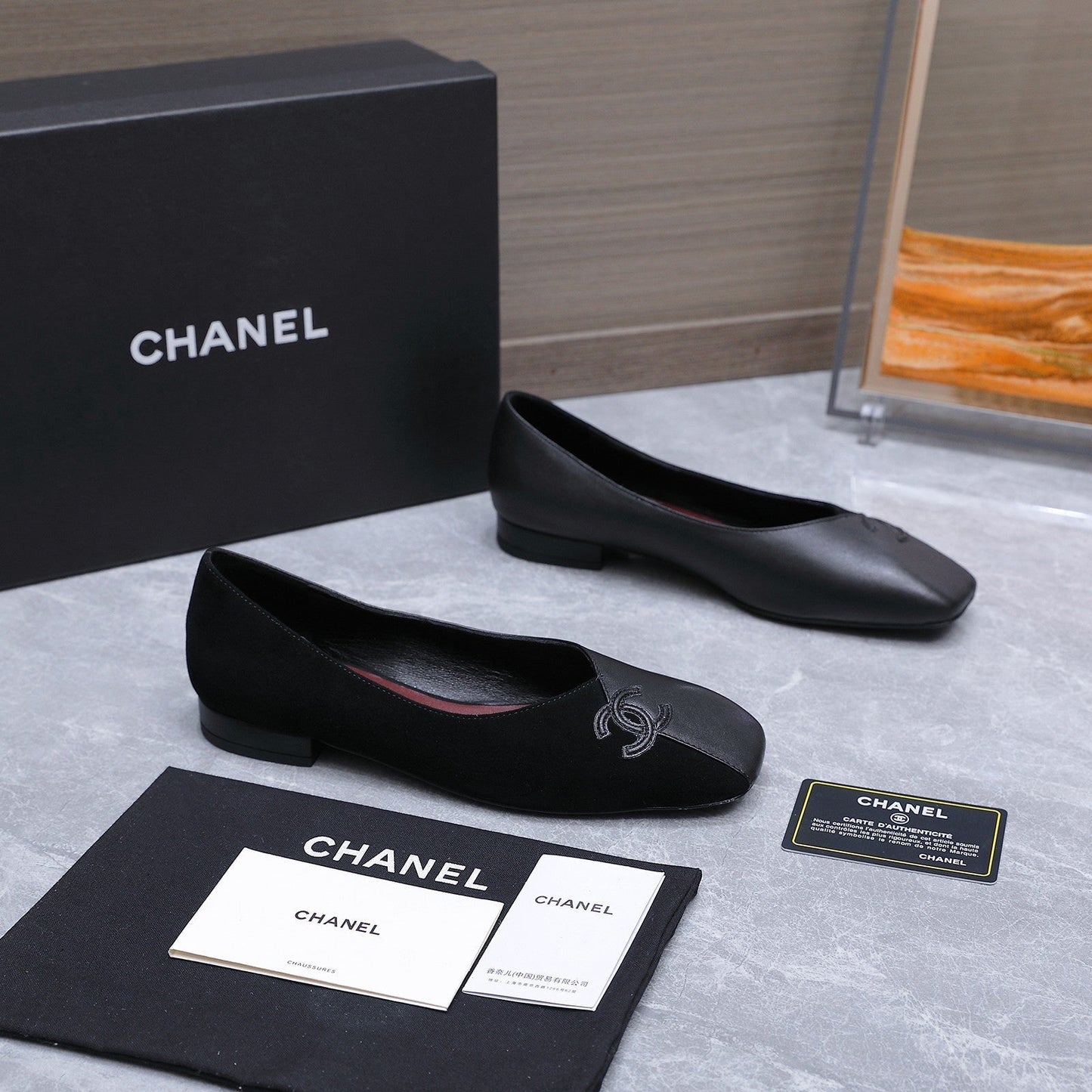 Chanel 2026 Ballet Flats Black Suede Sheepskin 758422