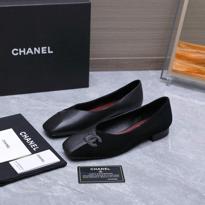 Chanel 2026 Ballet Flats Black Suede Sheepskin 758422