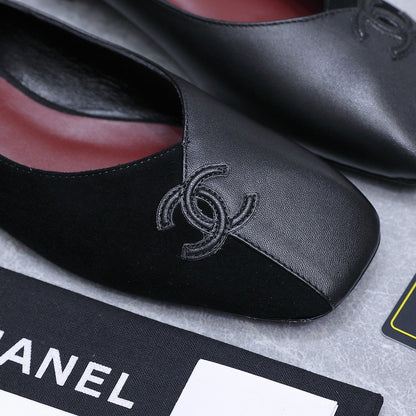 Chanel 2026 Ballet Flats Black Suede Sheepskin 758422