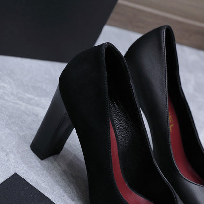Chanel 2026 High-Heeled Pump 85mm Black Suede Sheepskin 758426