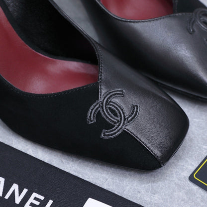 Chanel 2026 High-Heeled Pump 85mm Black Suede Sheepskin 758426