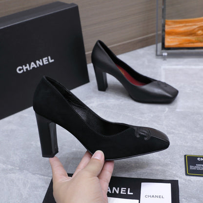 Chanel 2026 High-Heeled Pump 85mm Black Suede Sheepskin 758426