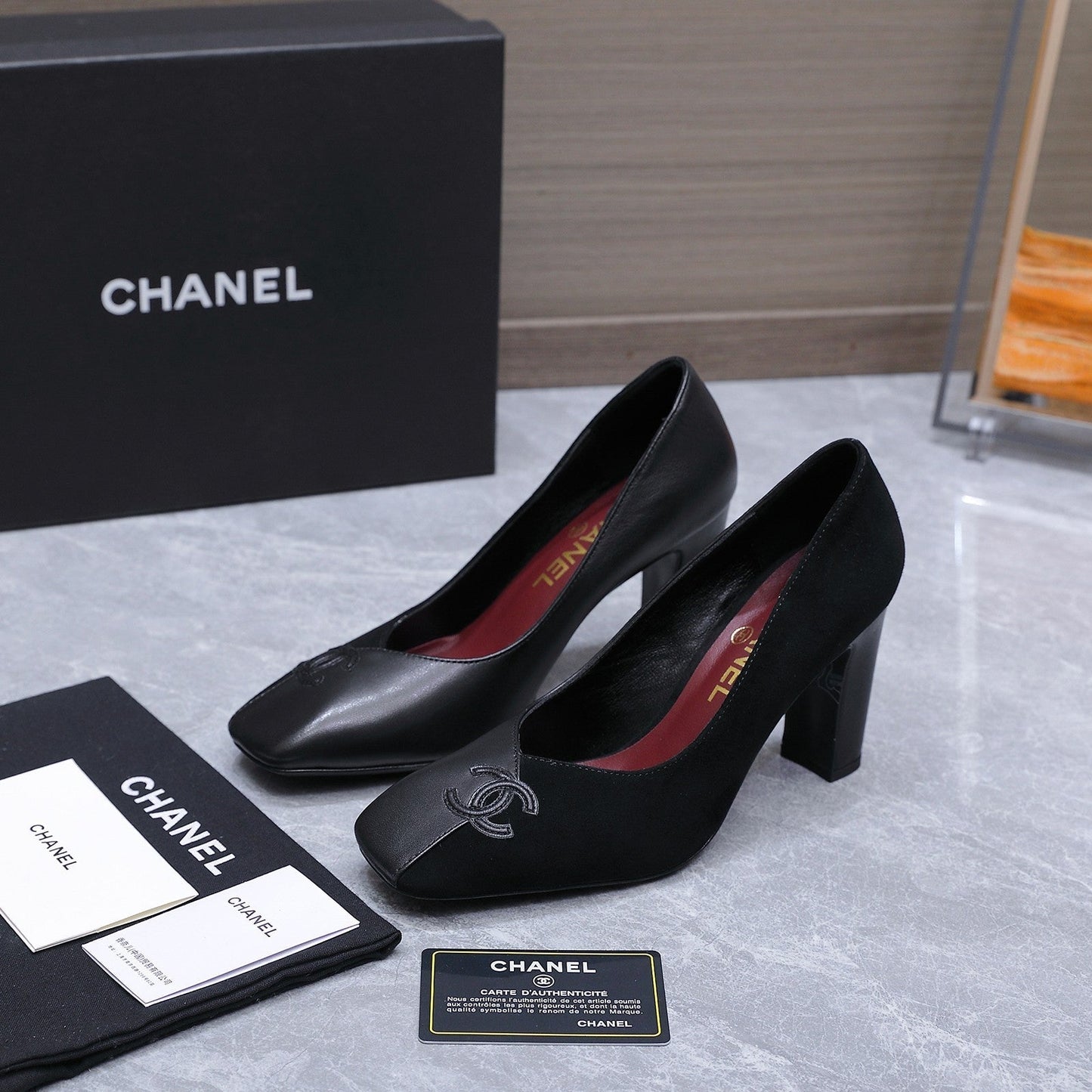 Chanel 2026 High-Heeled Pump 85mm Black Suede Sheepskin 758426