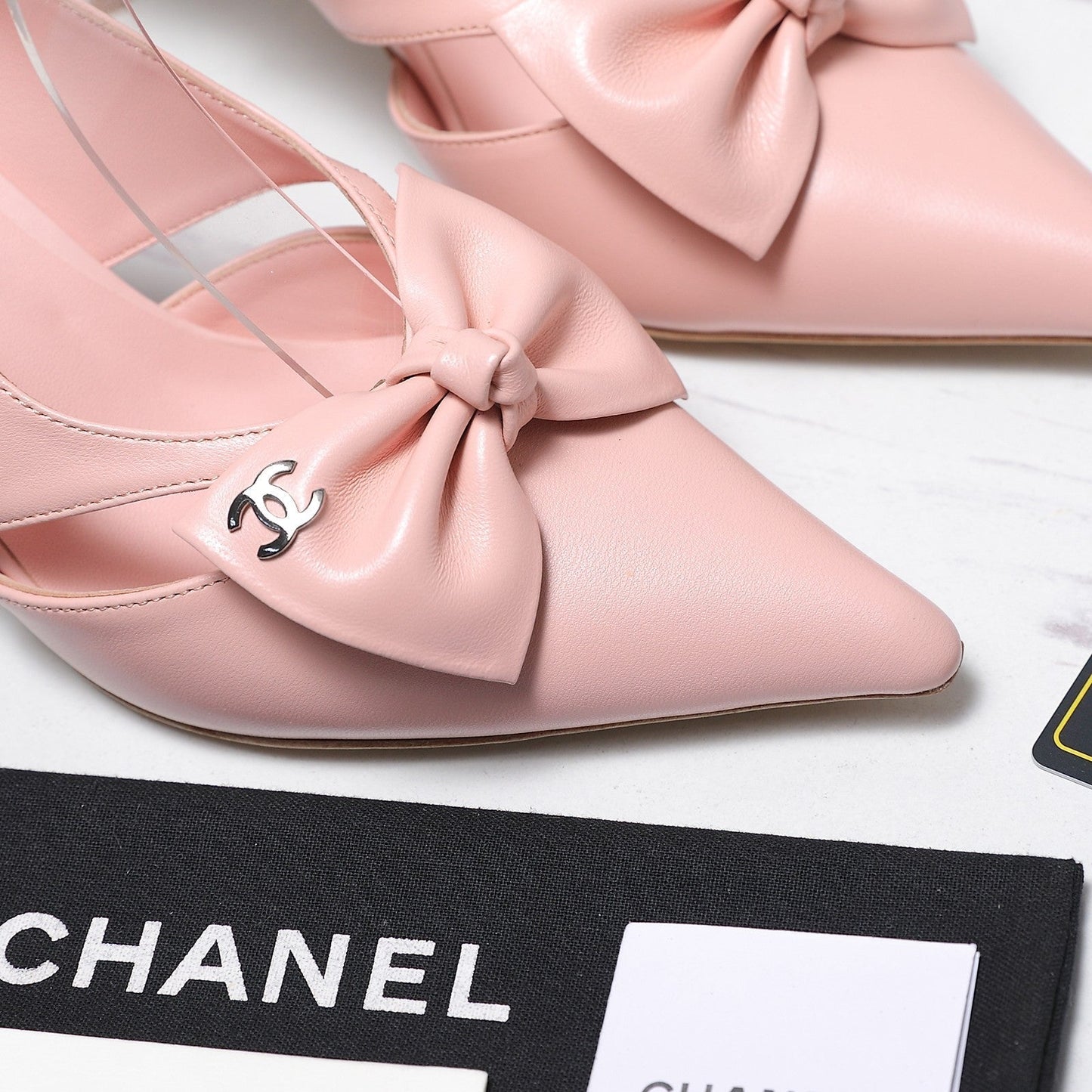 Chanel 2026 Bow Strappy High-Heeled Slingback 80mm Pink Cowhide 758437