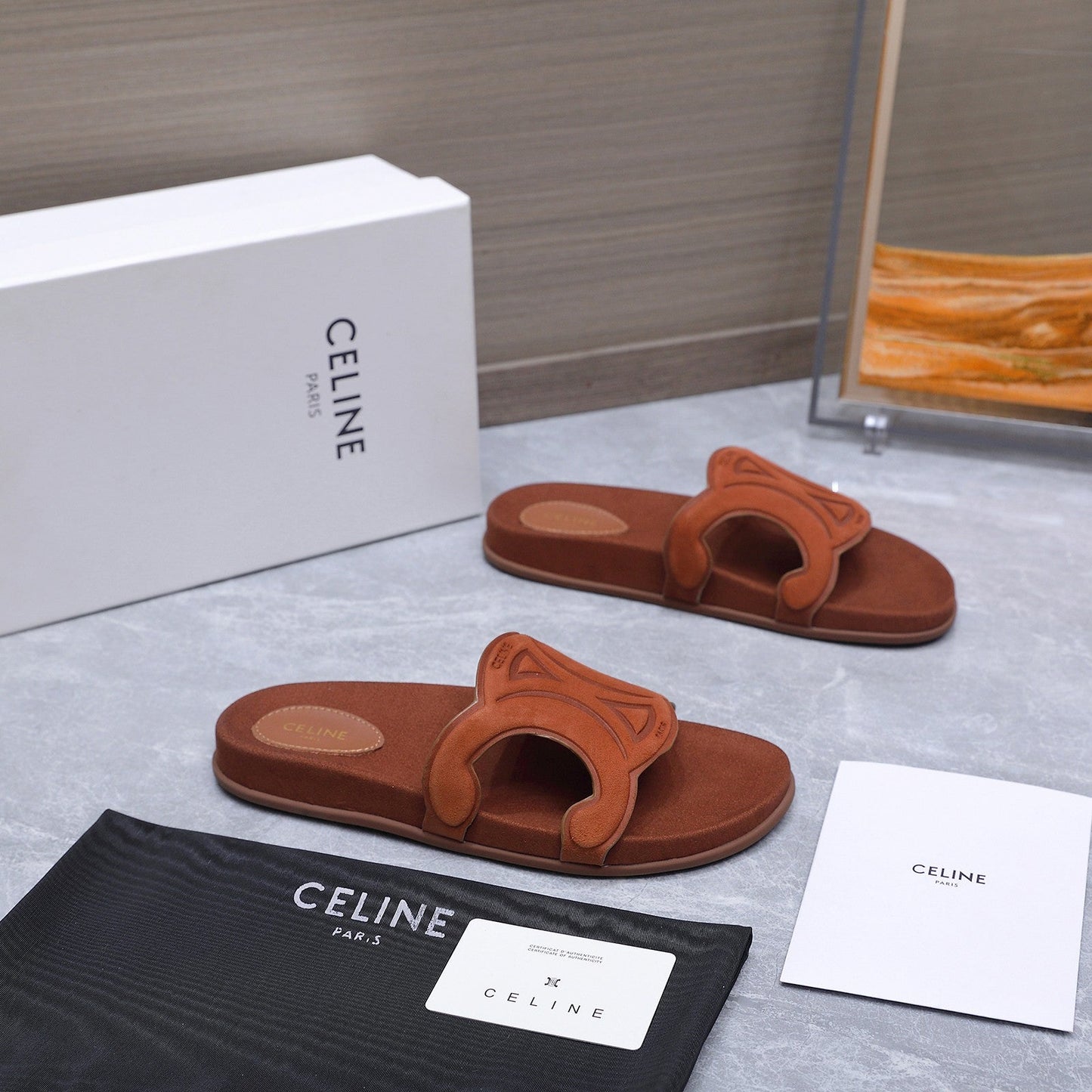 Celine 26 Platform Sandals 25mm Suede Leather 759478