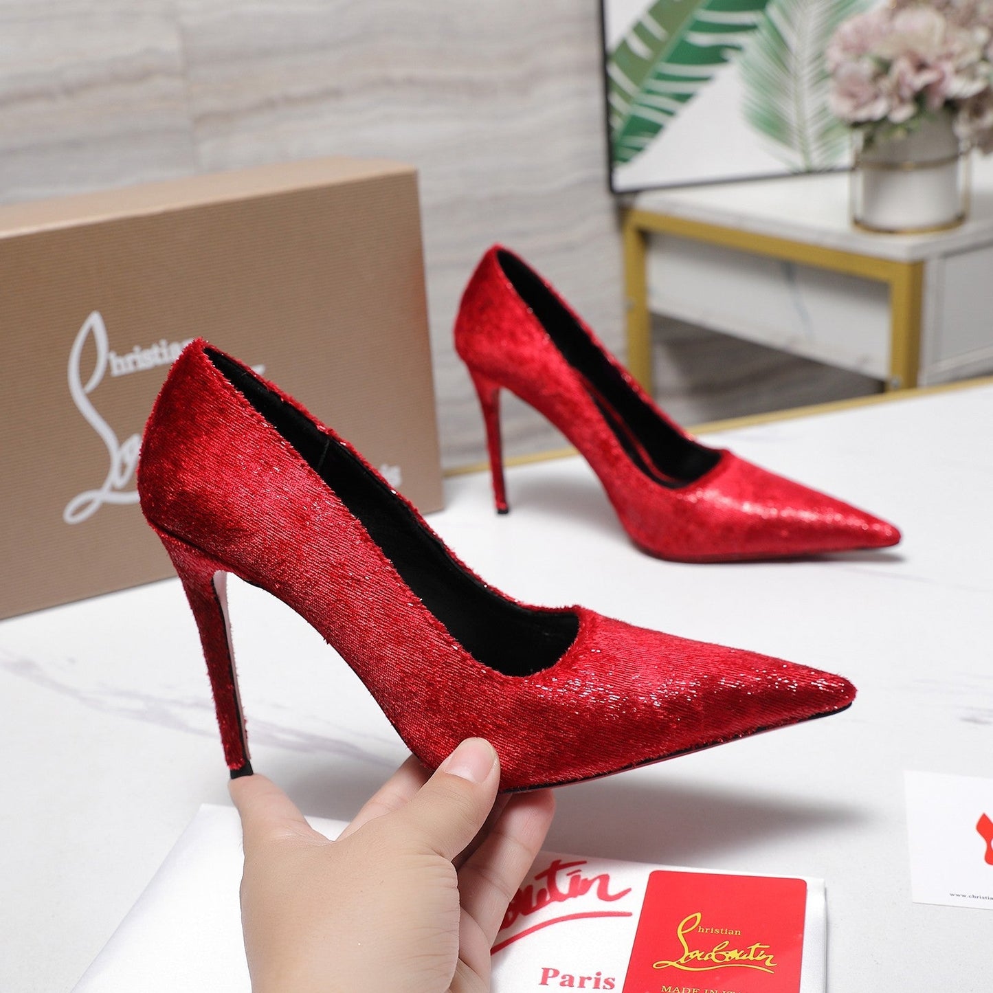 CL Kate 100mm Pump Velvet Fabric 863992