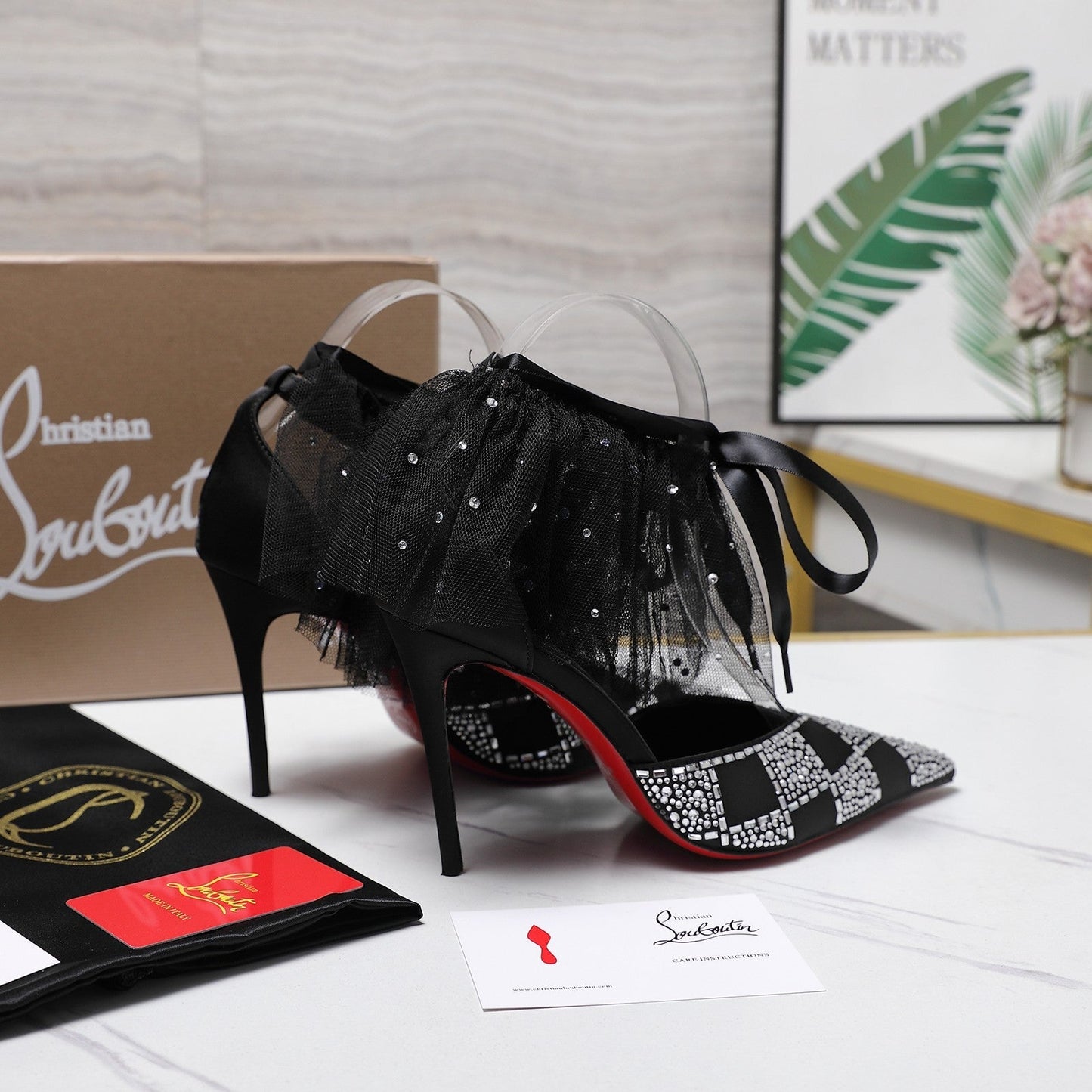 CL 2026 Doria Offenbee 105mm Pump Strass Tulle Leather 864004